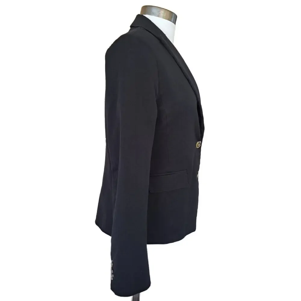 J CREW Black Cotton-blend Two-button Blazer Size 6 Jacket